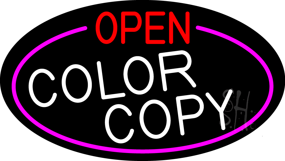 Open Color Copy Oval with Pink Border Clear Backing Neon Sign - Red, White & Pink - 17 in. Tall x 30 in. Wide
