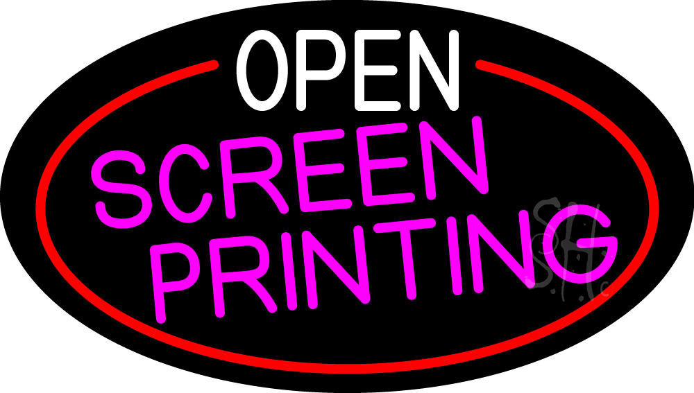 Open Screen Printing Oval with Red Border Clear Backing Neon Sign - Red, White, Pink - 17 in. Tall x 30 in. Wide