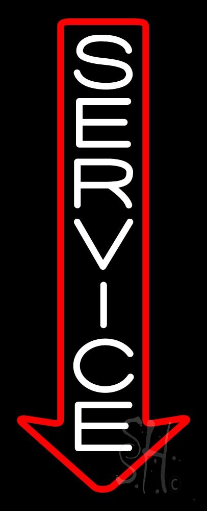 N105-6162-clear Vertical Service Clear Backing Neon Sign - Red & White - 32 in. Tall x 13 in. Wide