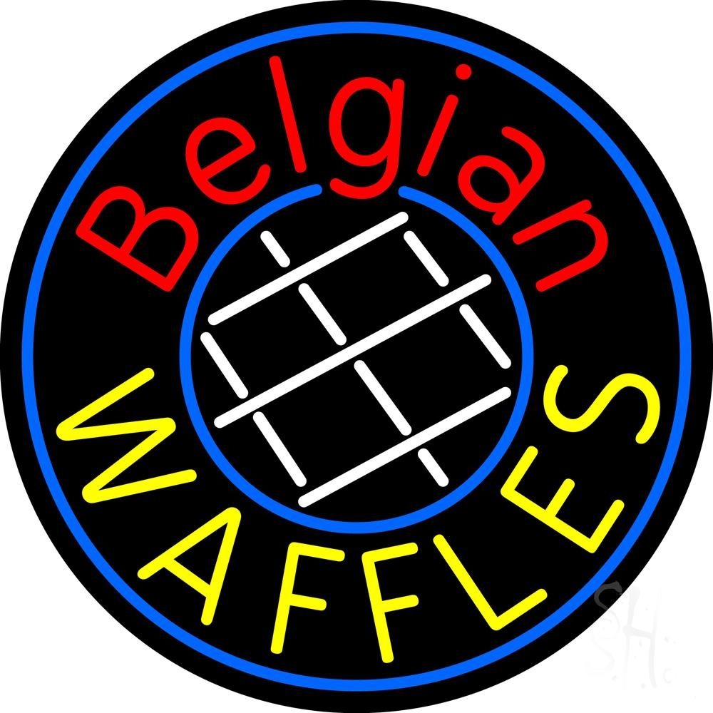 N105-4453-clear Belgian Waffles Clear Backing Neon Sign - Red, Yellow, Blue & White - 26 in. Tall x 26 in. Wide