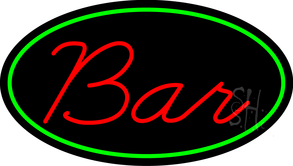 N105-15267-clear Cursive Red Bar Clear Backing Neon Sign - Red & Green - 17 in. Tall x 30 in. Wide -  The Sign Store