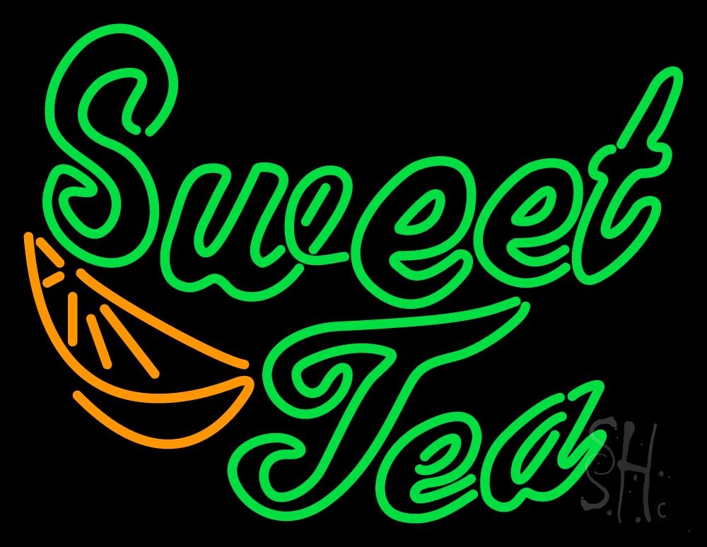 N105-1112-clear Green Sweet Tea Clear Backing Neon Sign - Green & Orange - 24 in. Tall x 31 in. Wide
