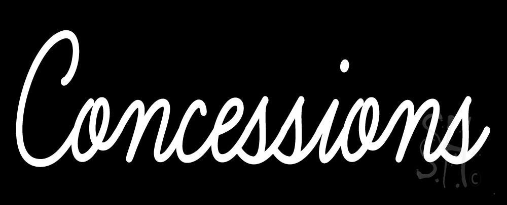 N105-8245-clear White Cursive Concessions Clear Backing Neon Sign - 13 in. Tall x 32 in. Wide