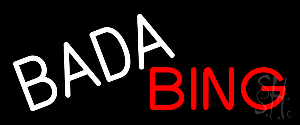 N105-14948-clear Bada Bing Clear Backing Neon Sign - White & Red - 10 in. Tall x 24 in. Wide