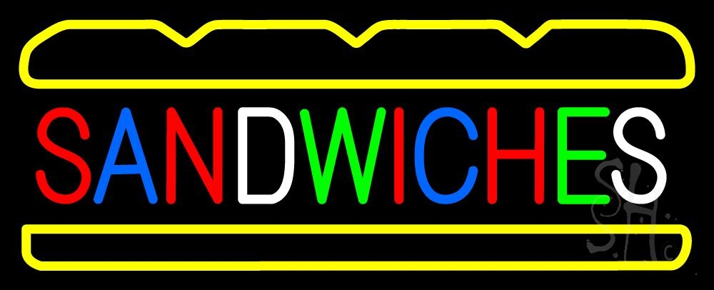 N105-1335-clear Multi Colored Sandwiches Clear Backing Neon Sign - Multi Color - 13 in. Tall x 32 in. Wide