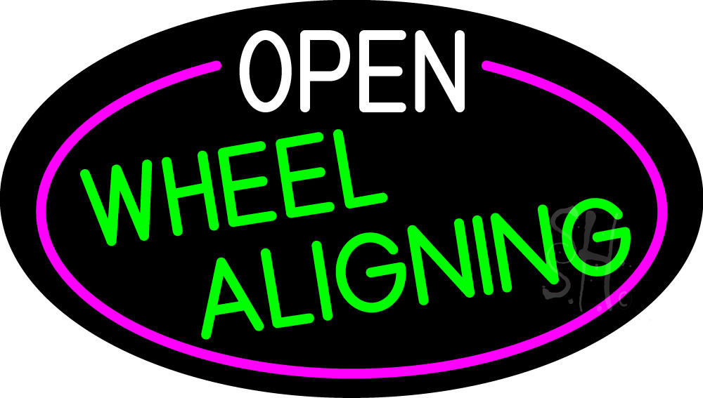 N105-16791-clear Open Wheel Aligning Oval with Pink Border Clear Backing Neon Sign - Pink, White, Green - 17 in. Tall x 30 in. Wide