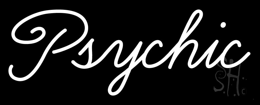 N105-11542-clear Cursive White Psychic Clear Backing Neon Sign - White - 13 in. Tall x 32 in. Wide