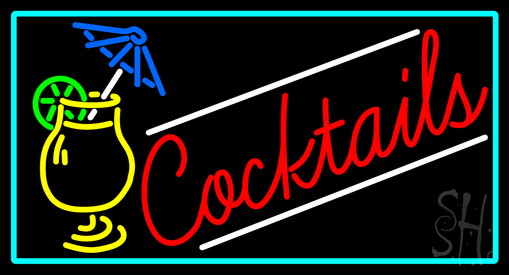 N105-15155-clear Cocktail & Martini Umbrella Cup Bar Clear Backing Neon Sign - Multi Color - 20 in. Tall x 37 in. Wide