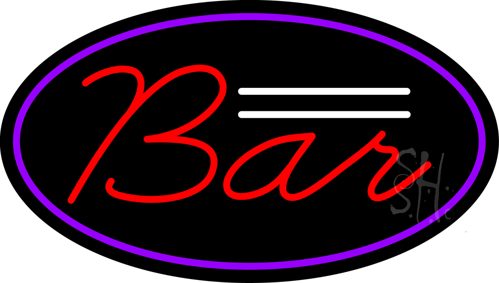 N105-15249-clear Cursive Bar Clear Backing Neon Sign - Purple, White & Red - 17 in. Tall x 30 in. Wide