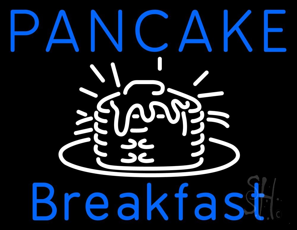 N105-4649-clear Blue Pancake Breakfast Clear Backing Neon Sign - Blue & White - 24 in. Tall x 31 in. Wide