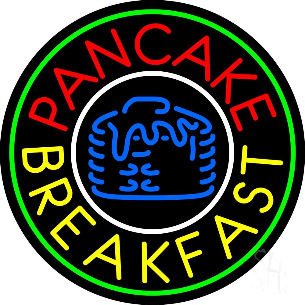 N105-4657-clear Circle Pancake Breakfast Clear Backing Neon Sign - Multi Color - 26 in. Tall x 26 in. Wide