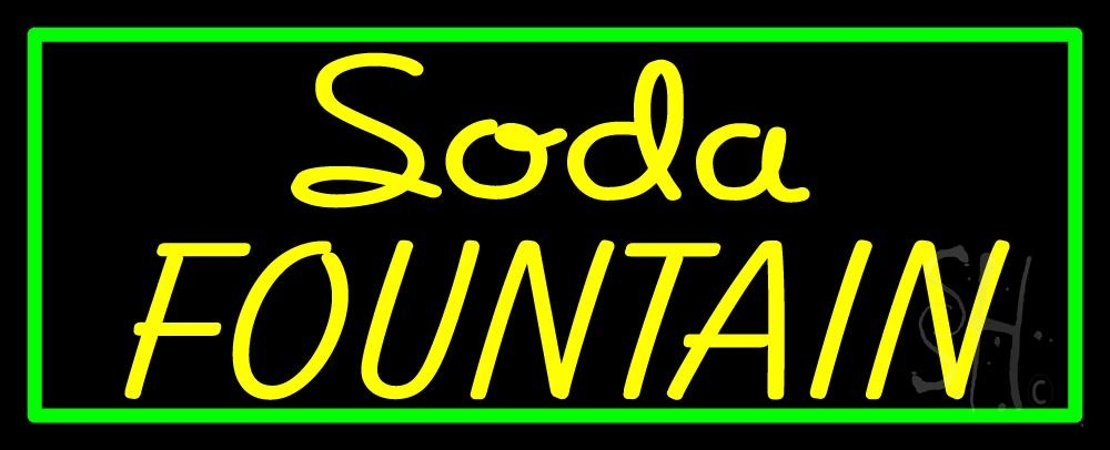 N105-1502-clear Horizontal Double Stroke Soda Fountain Clear Backing Neon Sign - Yellow & Green - 13 in. Tall x 32 in. Wide