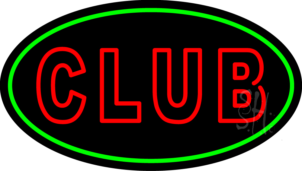 N105-15030-clear Block Club Clear Backing Neon Sign - Red & Green - 17 in. Tall x 30 in. Wide