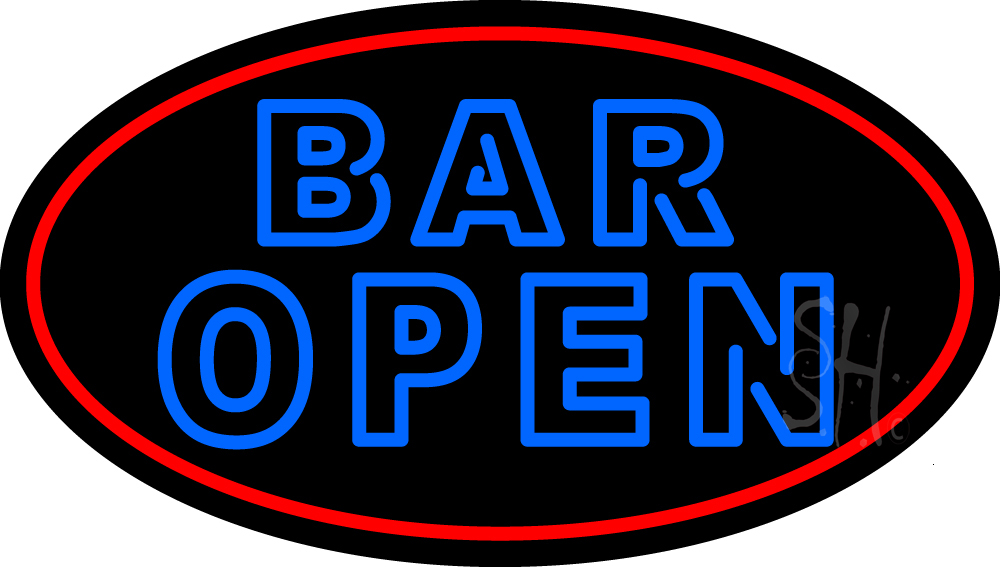 N105-15041-clear Blue Bar Open Double Stroke Clear Backing Neon Sign - Red & Blue - 17 in. Tall x 30 in. Wide