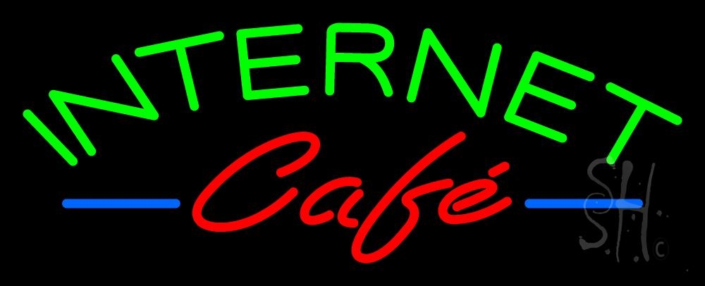 N105-3701-clear Internet Cafe Clear Backing Neon Sign Clear Backing Neon Sign - Red, Blue & Green - 13 in. Tall x 32 in. Wide