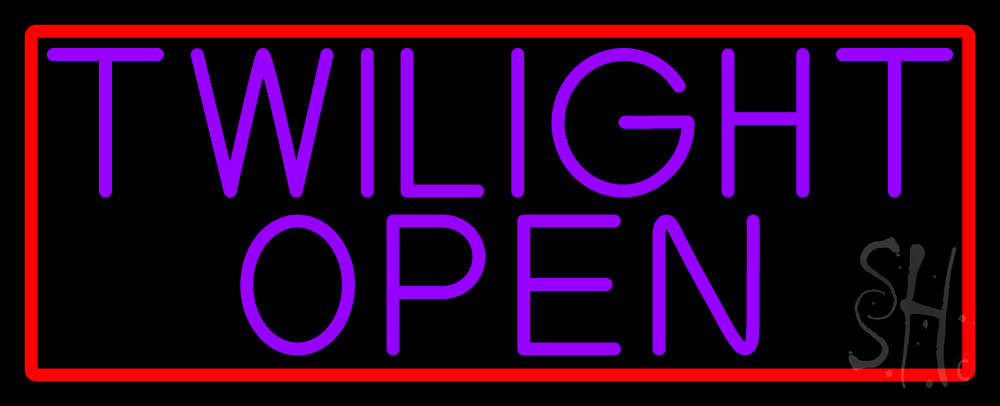 N105-16870-clear Purple Twilight Open with Red Border Clear Backing Neon Sign - Red & Purple - 13 in. Tall x 32 in. Wide