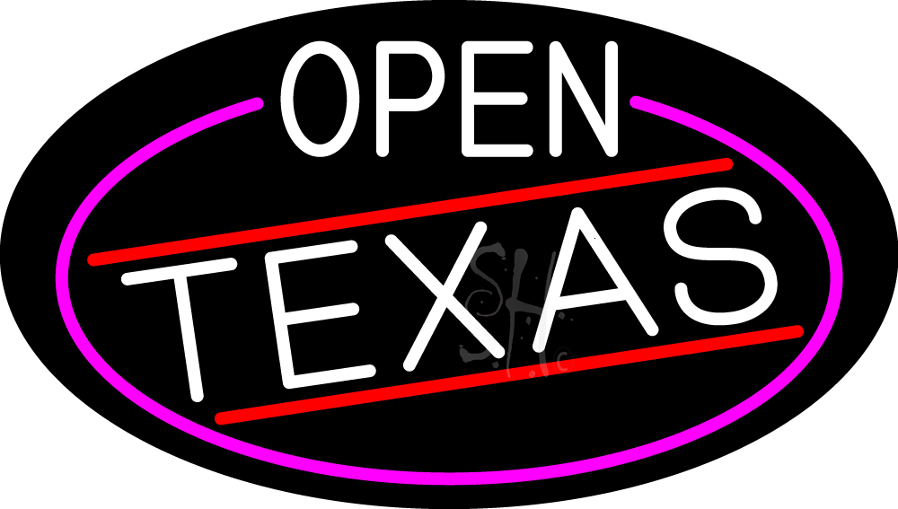 N105-17072-clear White Open Texas Oval with Pink Border Clear Backing Neon Sign - Pink, Red & White - 17 in. Tall x 30 in. Wide