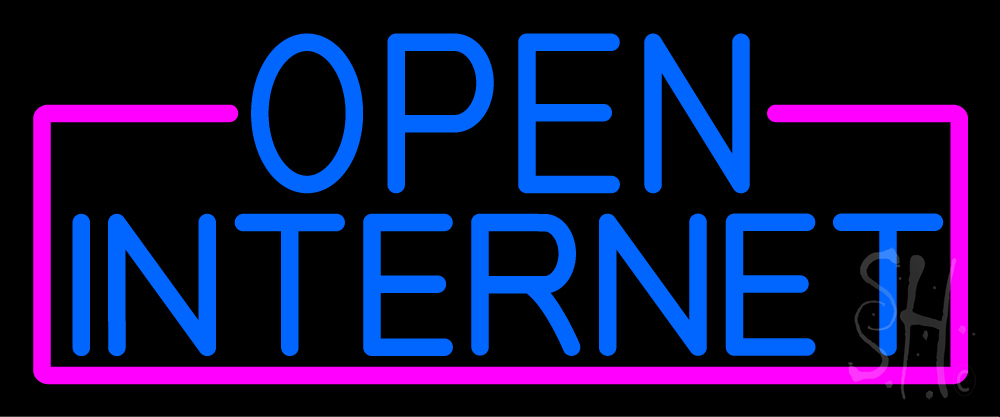 N105-16443-clear Blue Open Internet with Pink Border Clear Backing Neon Sign - Blue & Pink - 10 in. Tall x 24 in. Wide