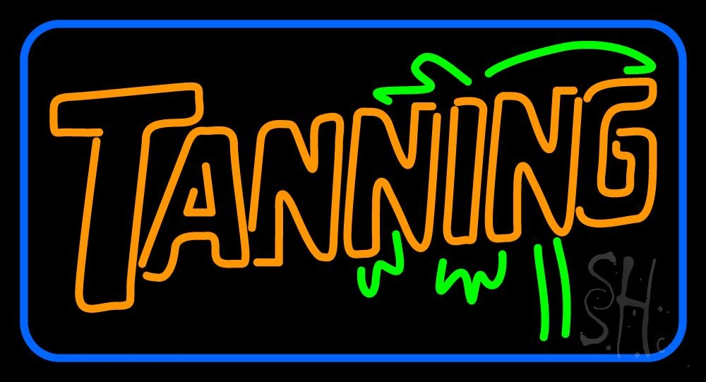 N105-1750-clear Double Stroke Yellow Tanning Clear Backing Neon Sign - Orange, Green & Blue - 20 in. Tall x 37 in. Wide