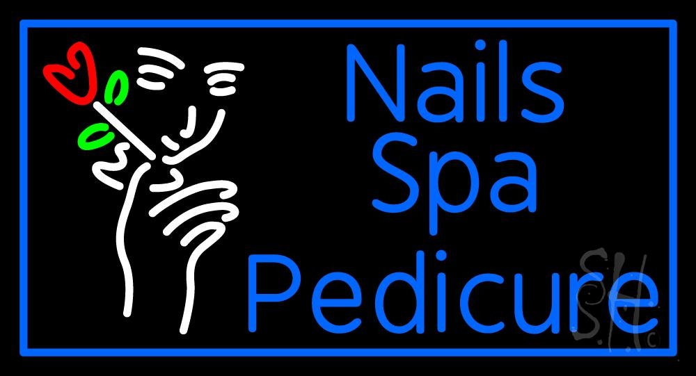N105-1801-clear Nails Spa Pedicure Clear Backing Neon Sign - Red, White, Green & Blue - 20 in. Tall x 37 in. Wide