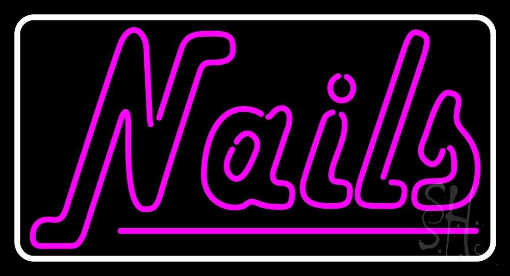 N105-1808-clear Pink Double Stroke Nails Clear Backing Neon Sign - Pink & White - 20 in. Tall x 37 in. Wide