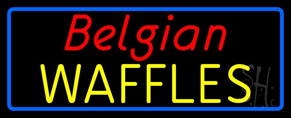 N105-4645-clear Belgian Waffles Clear Backing Neon Sign - Red, Yellow, Blue & White - 13 in. Tall x 32 in. Wide