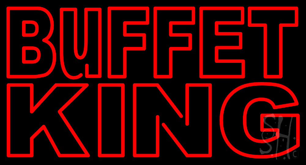 N105-1288-clear Red Buffet King Clear Backing Neon Sign - Red & White - 20 in. Tall x 37 in. Wide