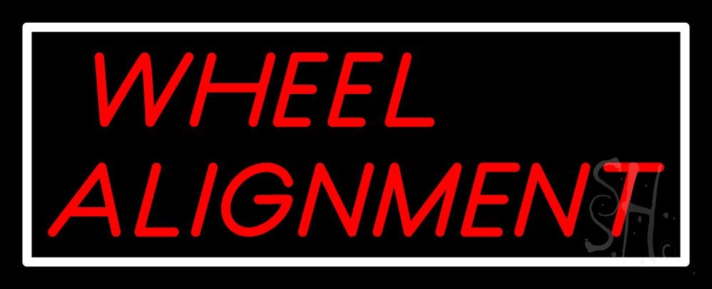 N105-5828-clear Red Wheel Alignment Clear Backing Neon Sign - Red & White - 13 in. Tall x 32 in. Wide