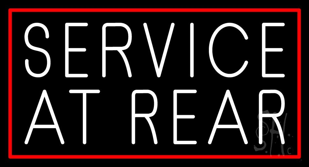 N105-6111-clear White Service At Rear Red Border Clear Backing Neon Sign - Red & White - 20 in. Tall x 37 in. Wide