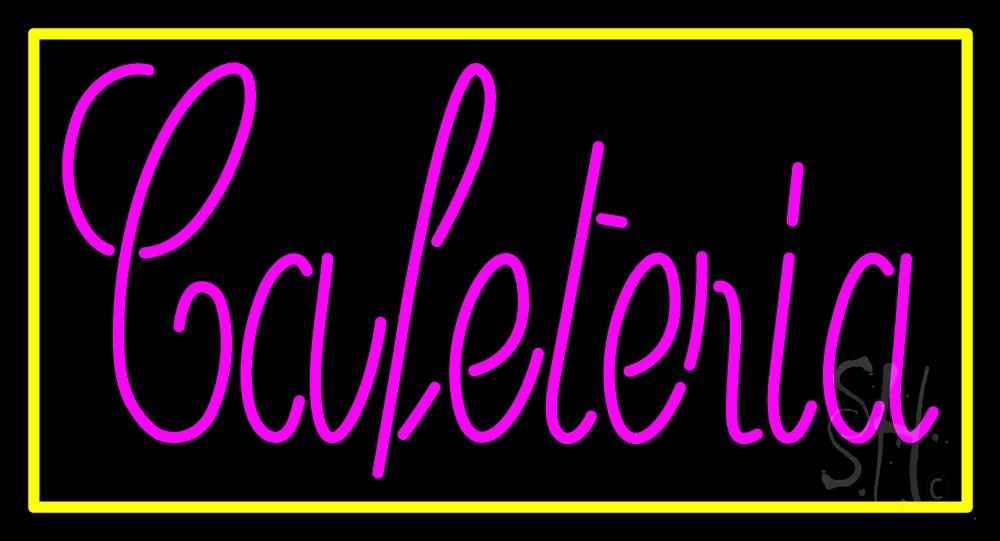 N105-3054-clear Cursive Cafeteria 1 Clear Backing Neon Sign - Pink & Yellow - 20 in. Tall x 37 in. Wide