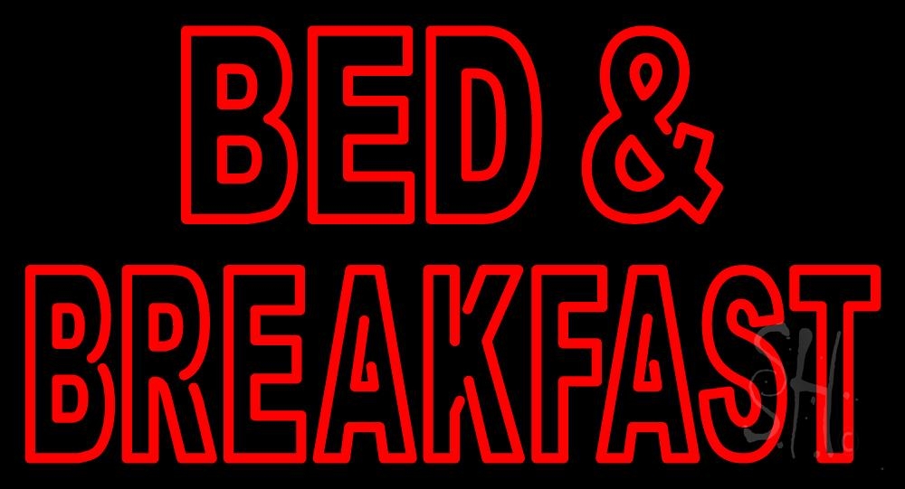 N105-3120-clear Double Stroke Bed & Breakfast Clear Backing Neon Sign - Red - 20 in. Tall x 37 in. Wide