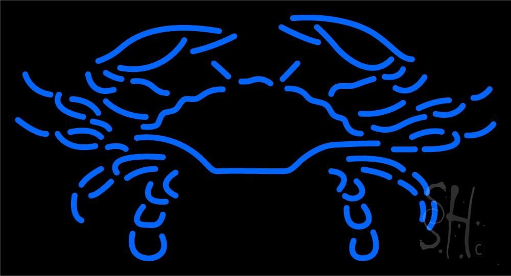 N105-5114-clear Blue Crab Logo 1 Clear Backing Neon Sign - 20 in. Tall x 37 in. Wide