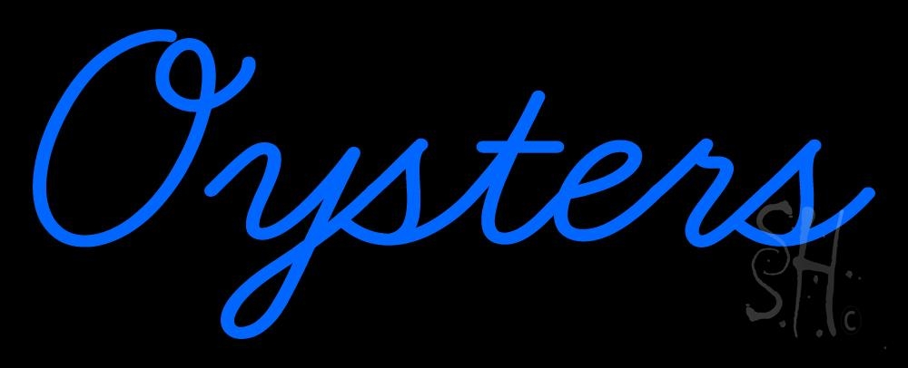 N105-5128-clear Blue Oysters Cursive Clear Backing Neon Sign - 13 in. Tall x 32 in. Wide