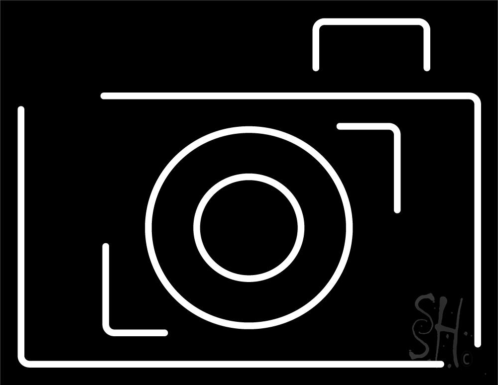 N105-5182-clear Camera Square Border Clear Backing Neon Sign - White - 24 in. Tall x 31 in. Wide