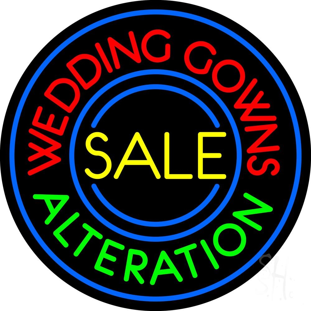 N105-5197-clear Circle Wedding Gowns Alteration Clear Backing Neon Sign - Red, Blue, Green & Yellow - 26 in. Tall x 26 in. Wide