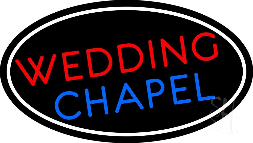 N105-5375-clear Oval Wedding Chapel Block Clear Backing Neon Sign - Red, Blue & White - 17 in. Tall x 30 in. Wide