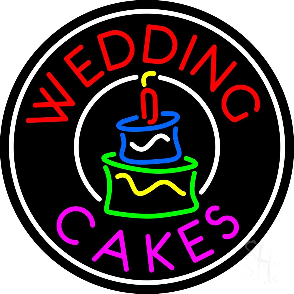 N105-5193-clear Circle Wedding Cakes Clear Backing Neon Sign - Multi Color - 26 in. Tall x 26 in. Wide