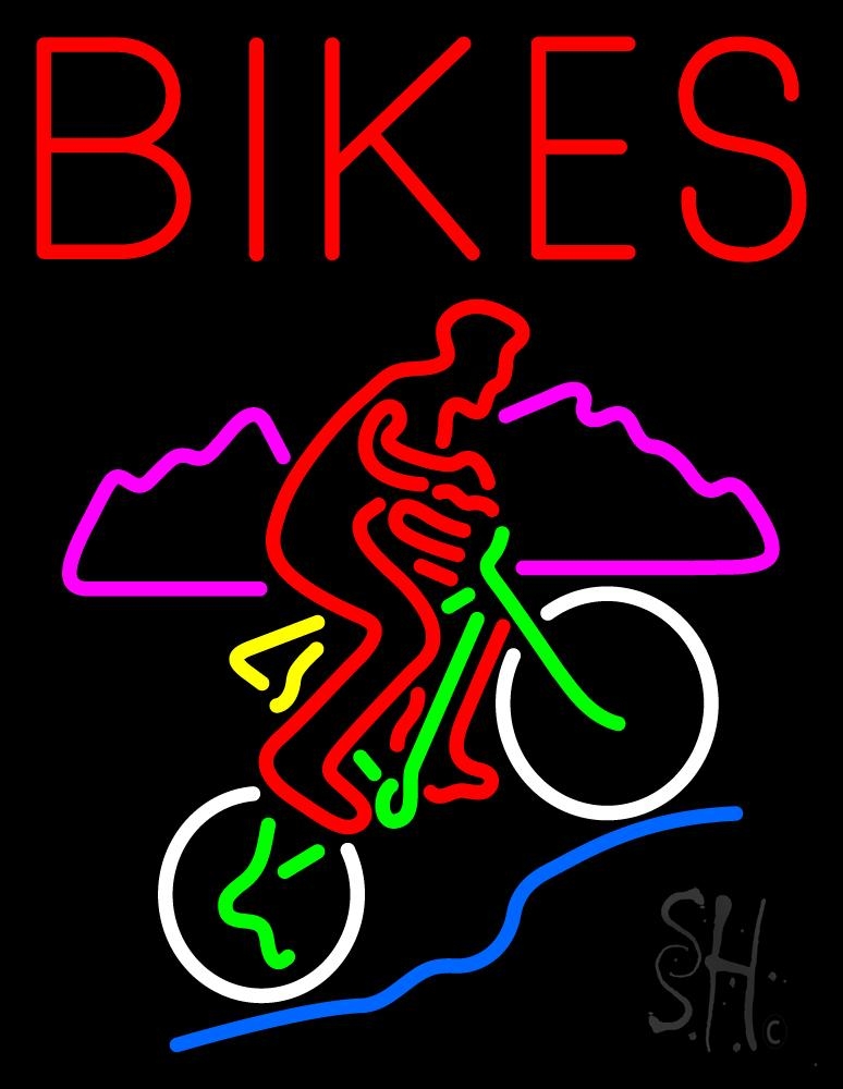 N105-6645-clear Red Bikes with Logo Clear Backing Neon Sign - Multi Color - 31 in. Tall x 24 in. Wide