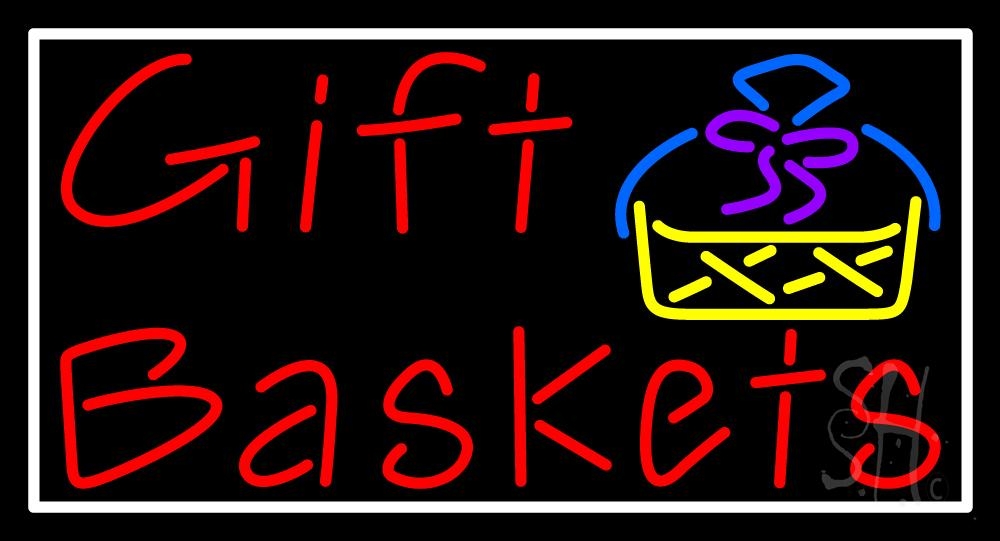 N105-6681-clear Red Gift Baskets with Logo Clear Backing Neon Sign - Multi Color - 20 in. Tall x 37 in. Wide