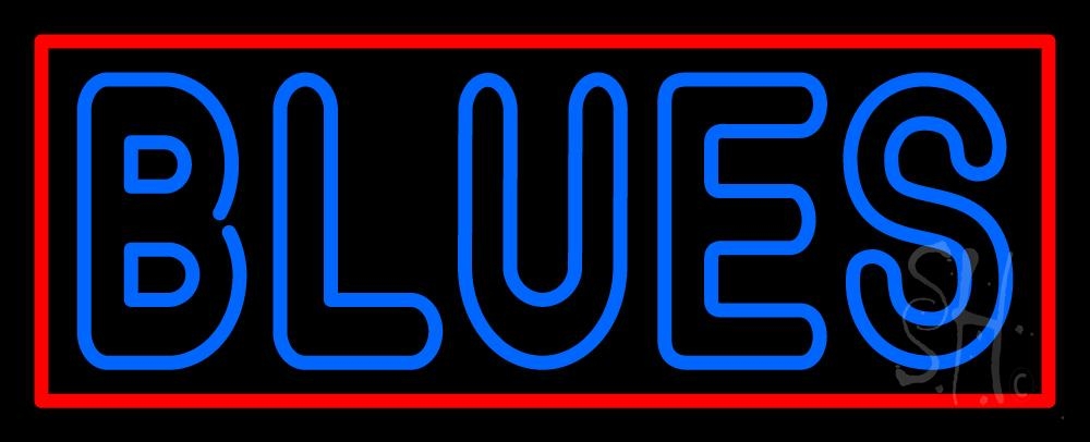 N105-6811-clear Double Stroke Blues with Border Clear Backing Neon Sign - Red & Blue - 13 in. Tall x 32 in. Wide