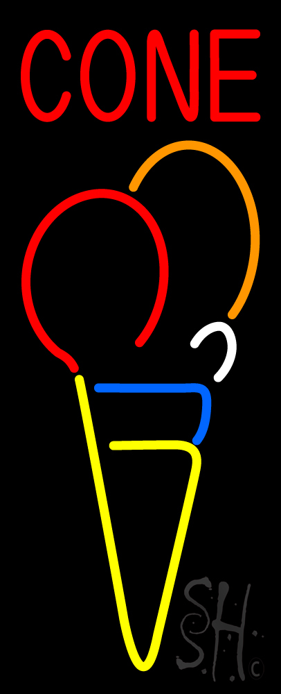 N105-15238-clear Cone Multicolored Ice Cream Clear Backing Neon Sign - Multi Color - 32 in. Tall x 13 in. Wide
