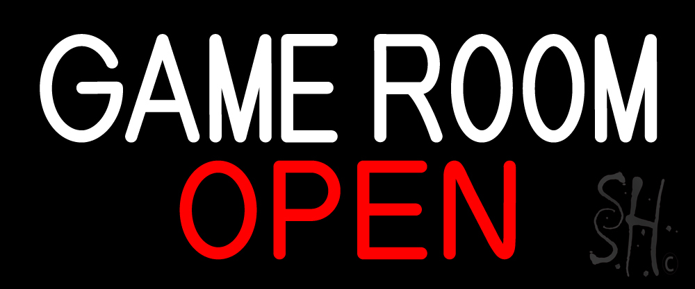 N105-15466-clear Game Room Open Clear Backing Neon Sign - White & Red - 10 in. Tall x 24 in. Wide