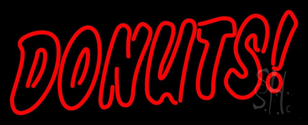 N105-1027-clear Double Stroke White Donuts Clear Backing Neon Sign - Red - 13 in. Tall x 32 in. Wide