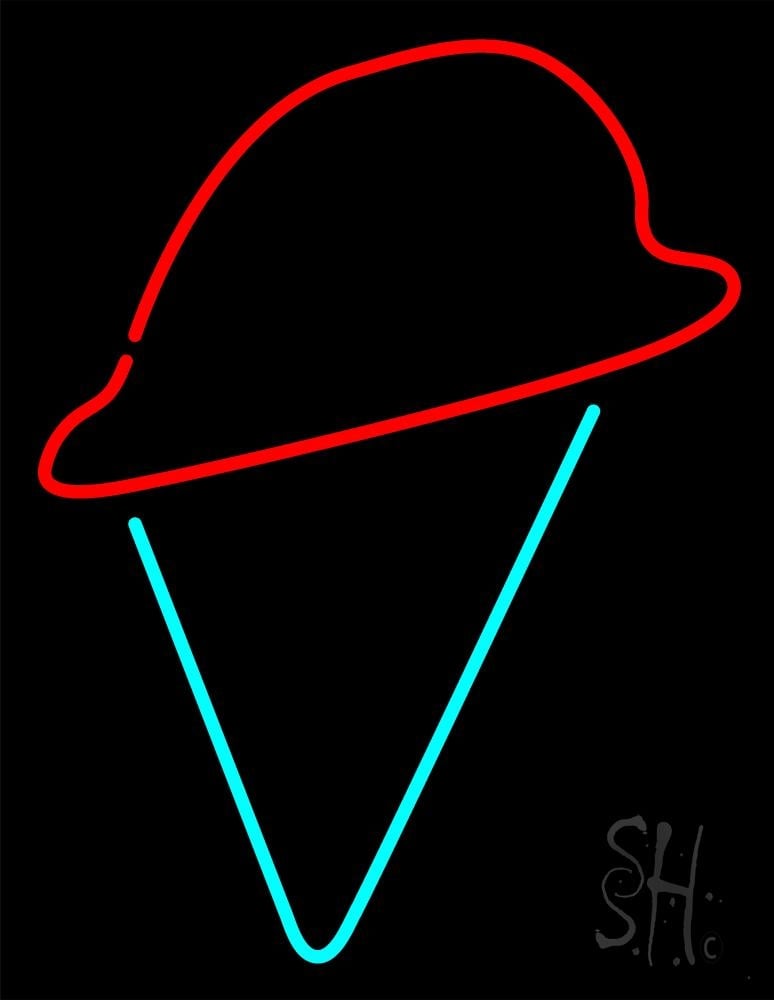 N105-1230-clear Simple Ice Cream Cone Clear Backing Neon Sign - Red & Turquoise - 31 in. Tall x 24 in. Wide