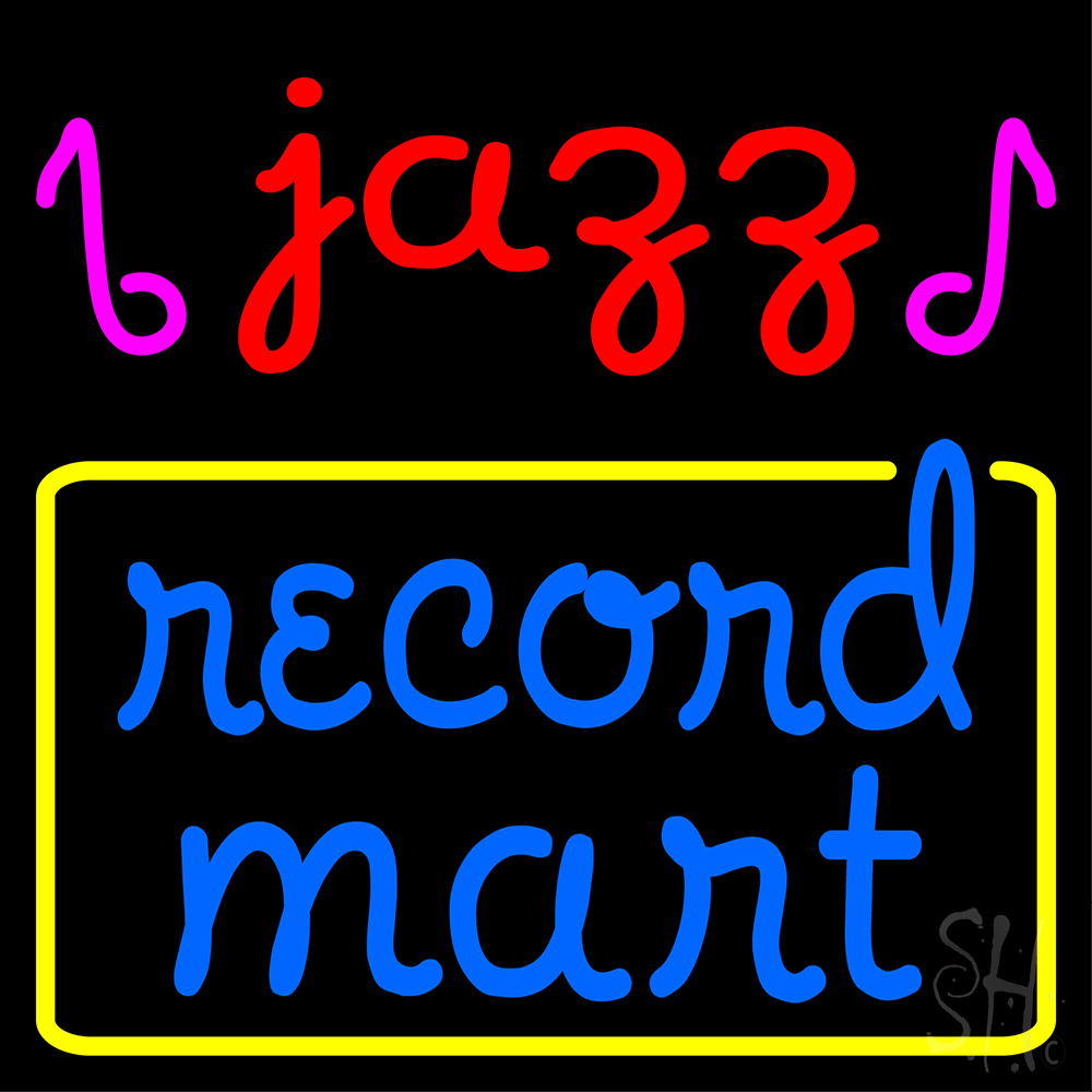 N105-14452-clear Jazz Record Mart 1 Clear Backing Neon Sign - Multi Color - 24 in. Tall x 24 in. Wide