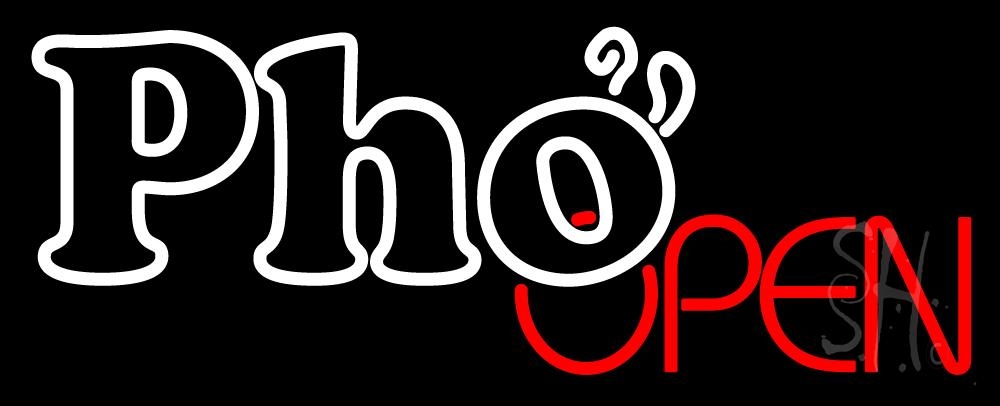 N105-2122-clear Double Stroke Pho Open Clear Backing Neon Sign - White & Red - 13 in. Tall x 32 in. Wide