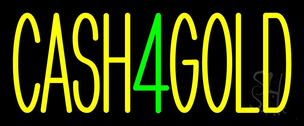 N105-2803-clear Cash 4 Gold 1 Clear Backing Neon Sign - Yellow & Green - 10 in. Tall x 24 in. Wide