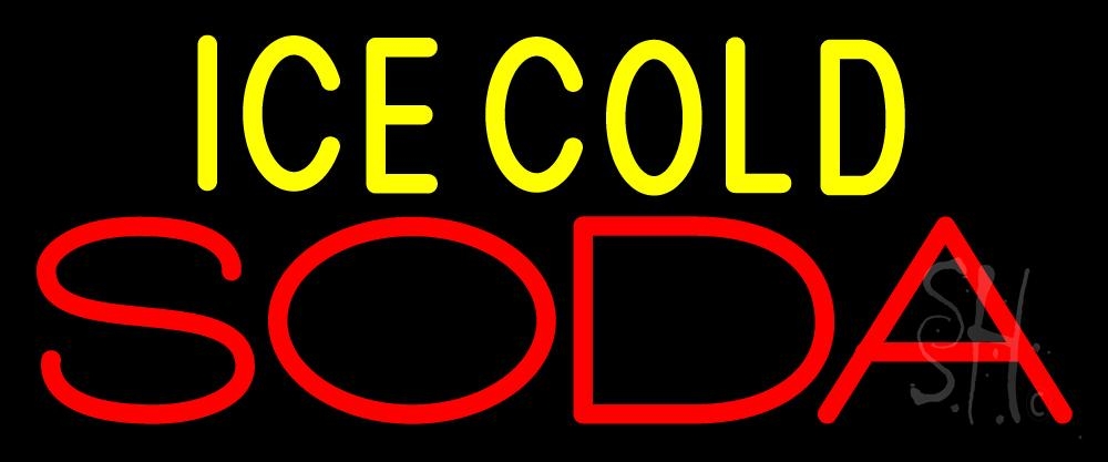N105-2810-clear Ice Cold Double Stroke Soda 1 Clear Backing Neon Sign - Red & Yellow - 10 in. Tall x 24 in. Wide