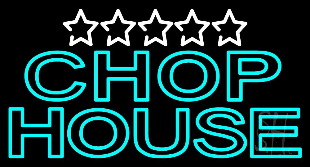 N105-2846-clear Double Stroke Green Chophouse Clear Backing Neon Sign - Turquoise & White - 20 in. Tall x 37 in. Wide