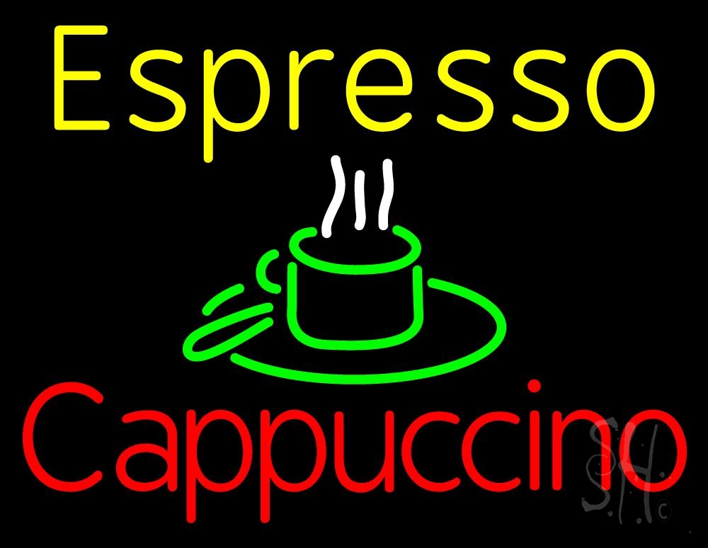 N105-2890-clear Espresso Cappuccino Clear Backing Neon Sign - Yellow, Red, White & Green - 24 in. Tall x 31 in. Wide